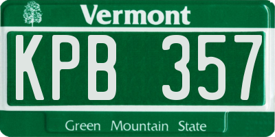VT license plate KPB357