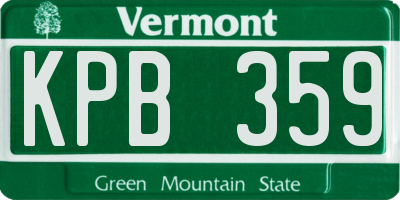 VT license plate KPB359