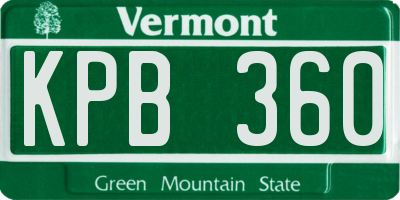 VT license plate KPB360