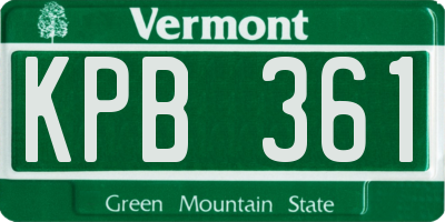 VT license plate KPB361