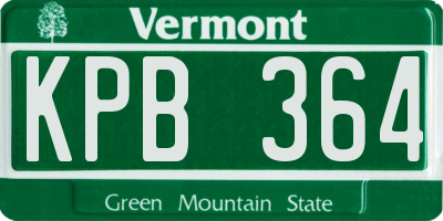 VT license plate KPB364