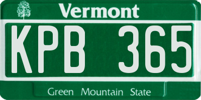 VT license plate KPB365