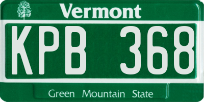 VT license plate KPB368