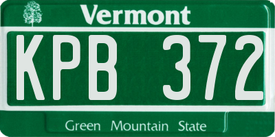 VT license plate KPB372
