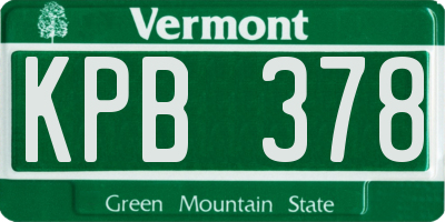VT license plate KPB378