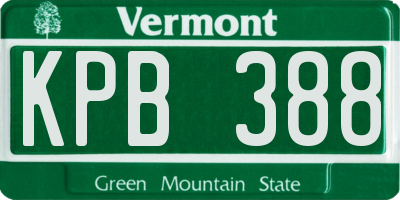 VT license plate KPB388