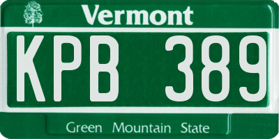 VT license plate KPB389