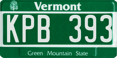 VT license plate KPB393