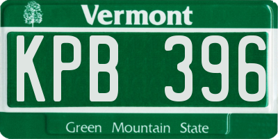 VT license plate KPB396