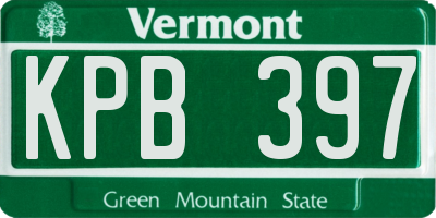 VT license plate KPB397