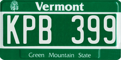 VT license plate KPB399