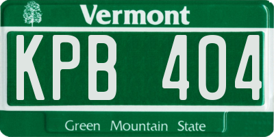 VT license plate KPB404