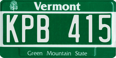 VT license plate KPB415