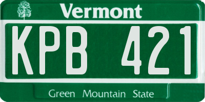 VT license plate KPB421