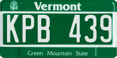 VT license plate KPB439