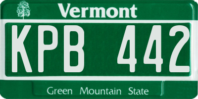 VT license plate KPB442