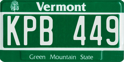 VT license plate KPB449