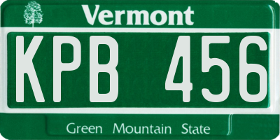 VT license plate KPB456