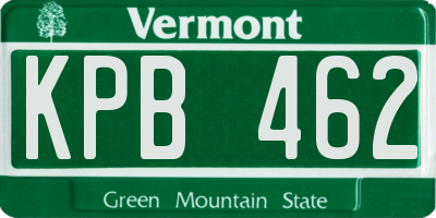 VT license plate KPB462