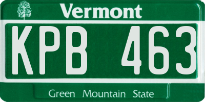 VT license plate KPB463
