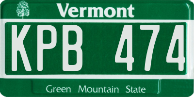 VT license plate KPB474