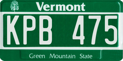 VT license plate KPB475