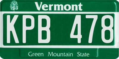 VT license plate KPB478