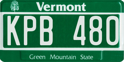 VT license plate KPB480