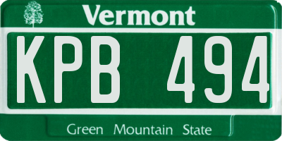 VT license plate KPB494