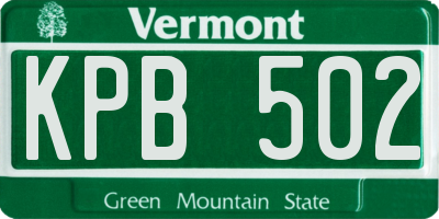 VT license plate KPB502