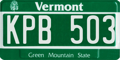 VT license plate KPB503