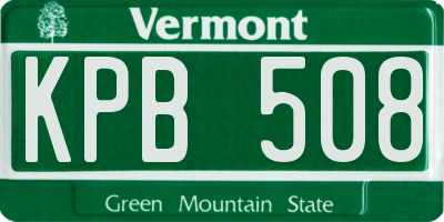 VT license plate KPB508