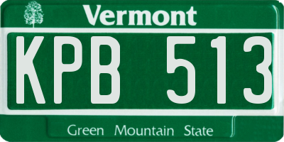 VT license plate KPB513