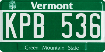 VT license plate KPB536