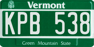 VT license plate KPB538