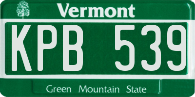 VT license plate KPB539