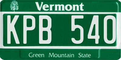VT license plate KPB540