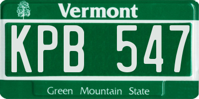 VT license plate KPB547