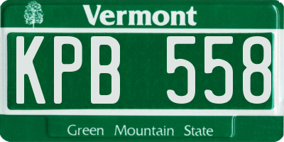 VT license plate KPB558