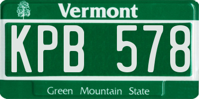 VT license plate KPB578