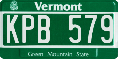 VT license plate KPB579