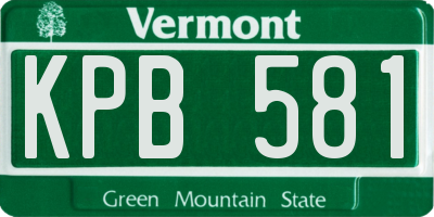 VT license plate KPB581