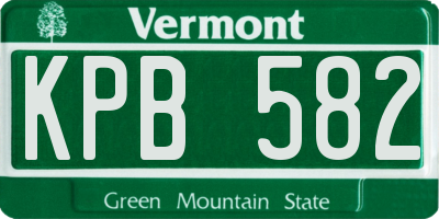 VT license plate KPB582
