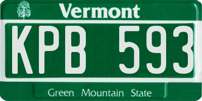 VT license plate KPB593