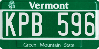 VT license plate KPB596
