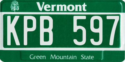 VT license plate KPB597