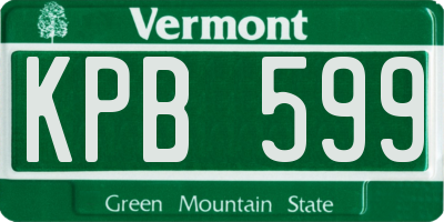 VT license plate KPB599