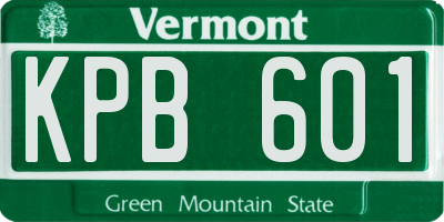 VT license plate KPB601
