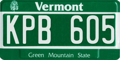 VT license plate KPB605