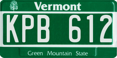 VT license plate KPB612